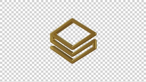 Shiny Golden Abstract Layered Icon Rotation