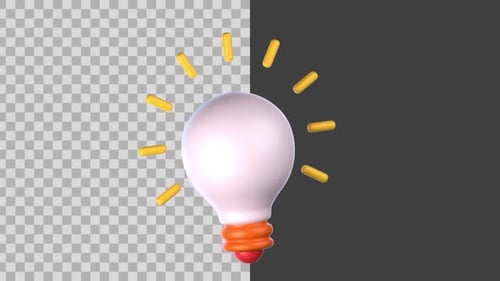 Animated 3D Lightbulb Idea Icon Glow