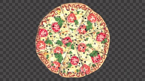 Rotation 3D Pizza Vertical View (Without Sausages)