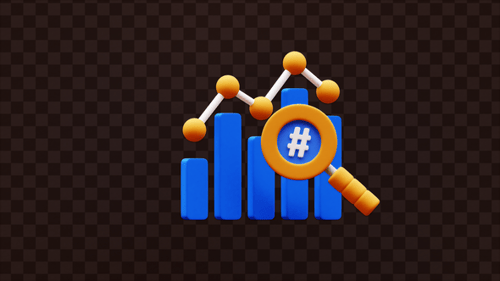 3D Hashtag Analytics Chart Icon Animation