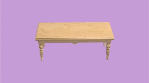 Decorative Wooden Table 3D Model Rotation