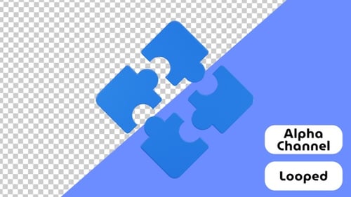 Animated Blue Puzzle Pieces Connecting to Form a Square