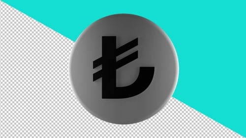 3D Turkish Lira Symbol Rotating on a Circular Badge