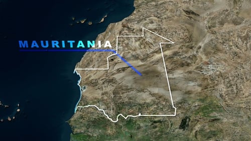 Mauritania Country Map Zoom and Outline Reveal Animation