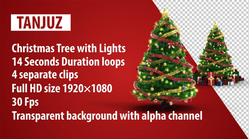 Animated Looping Christmas Tree with Glowing Lights and Gifts