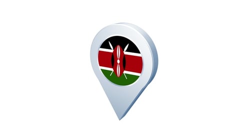 3D Rotating Kenya Flag Map Pin Location Pointer