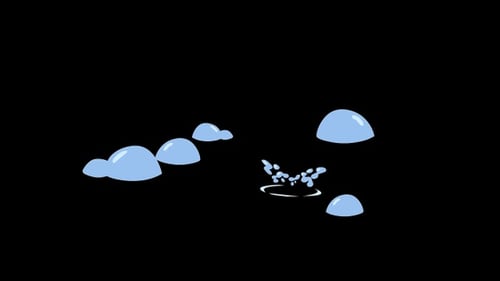 Animação 2D de desenho animado Water Splash e Bubble Emerge com Alpha Channel
