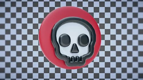 Animated Skull 3d Emoji Alpha Channel