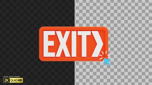 3D Exit Button | Alpha Channel