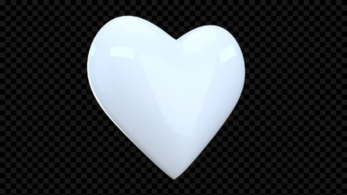 Seamless Looping Glossy White 3D Heart Rotation