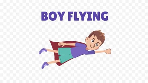 Animated Flying Boy with Superhero Cape