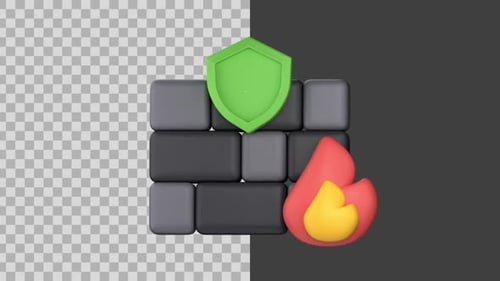 Animiertes 3D-Firewall-Schutzsymbol