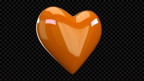 Glossy 3D Orange Heart Rotating Animation