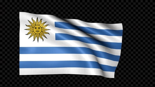 Realistic Uruguay Flag Waving Animation with Alpha Channel