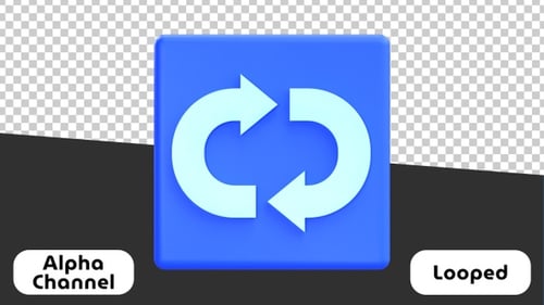 Seamless 3D Loop Arrows for Repeat & Recycle Symbol | Alpha Channel