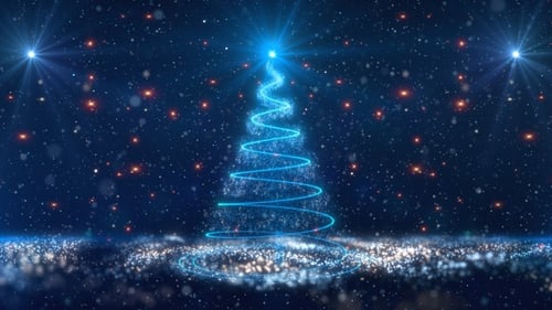 Weihnachts-Fantasie mit blauem Baum