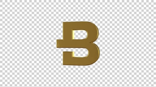 Rotating 3D Golden Thai Baht Currency Symbol