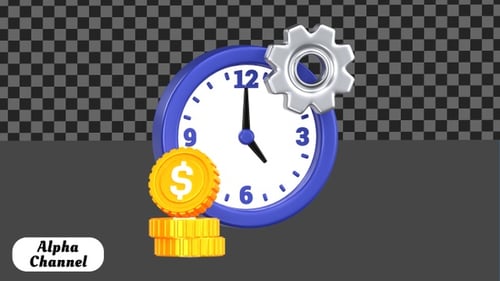Time is Money Concept 3D Animation | Alpha Channel