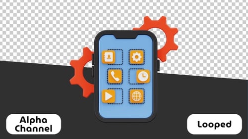 3D Mobile App User Interface Animation | Alpha Channel