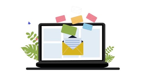 Flat Design Laptop Receiving Incoming Email Messages Animation