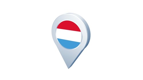 Animated 3D Location Pin with Luxembourg Flag for Maps and Travel
