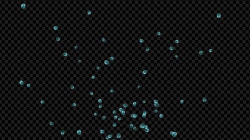 Blue Fluid Droplets Falling on Alpha Channel