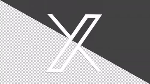 3D White Letter X Reveal Animation with Alpha Channel