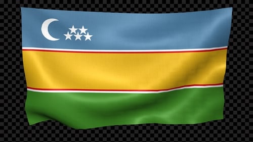 Karakalpakstan Flag Waving Looped