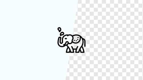 Animated Elephant Line Icon Loop