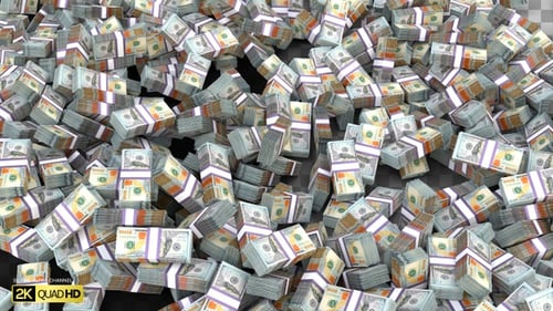 3D Falling Bundles of 100 Dollar Bills | Alpha Channel