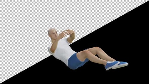 3D Animated Man Performing Russian Twists Exercise