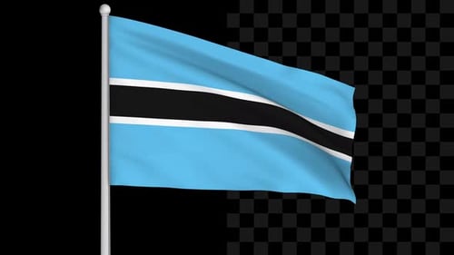 Realistic Waving Botswana National Flag Animation Loop