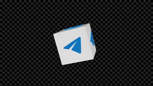 Rotating 3D Cube with Telegram Logo Animation
