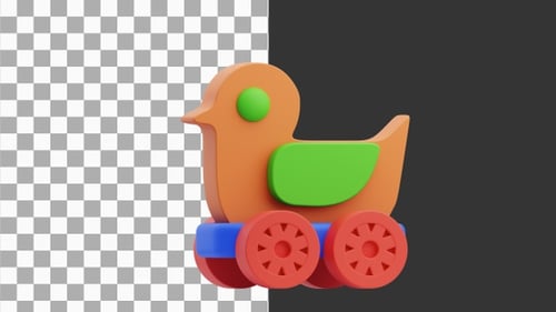 3D Animation of Duck-Shaped Toy Car | Alpha Channel