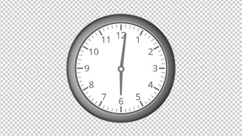 Isolated Rotating 3D Grey Clock, with Alpha Channel, Loop