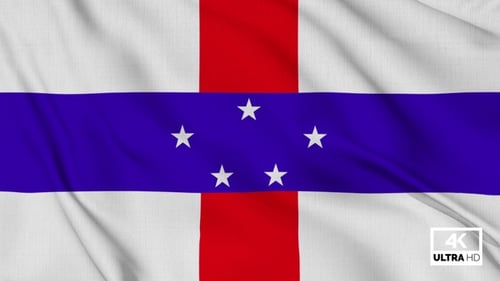 Netherlands Antilles Flag Waving Seamless Loop Animation