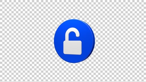 Clean 3D Unlocked Padlock Icon Spin Animation