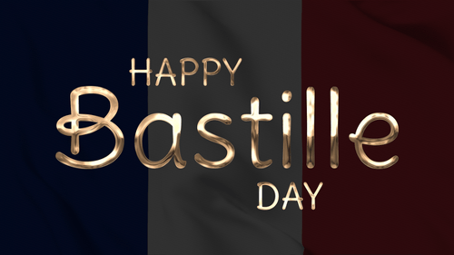 Happy Bastille Day Golden Text Animation