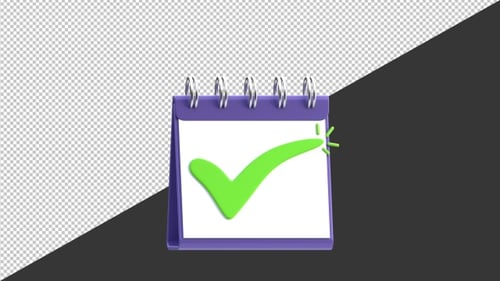 3D Calendar Checkmark | Alpha Channel