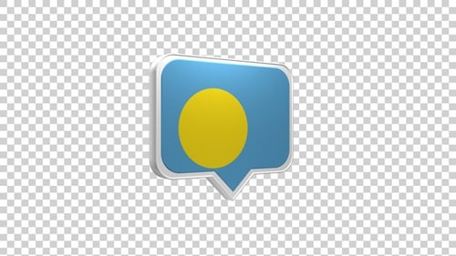 Animated 3D Palau Flag Speech Bubble Icon