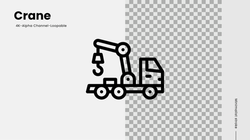 Minimalist Crane Truck Icon Loop Animation with Alpha Channel