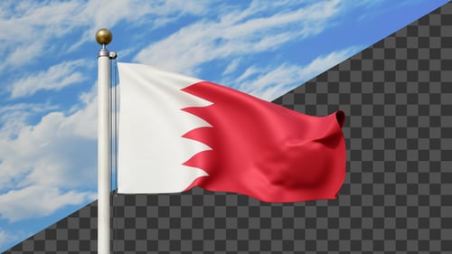 Realistic Waving Bahrain Flag with Alpha Channel