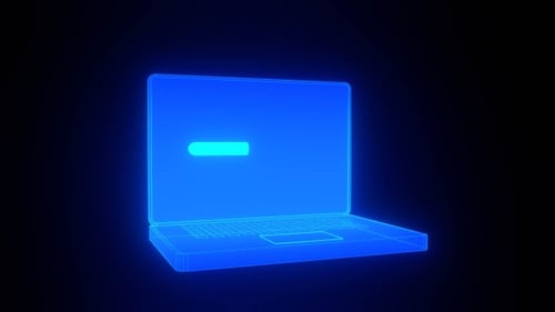 Loading bar progress with 3D hologram Laptop