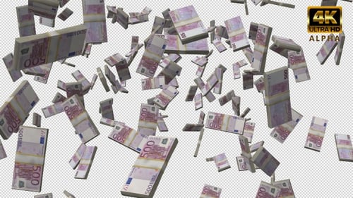 Falling 500 Euro Banknotes Financial Animation