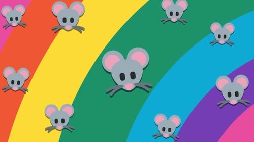 Animated Countdown with Fluid Shapes and Cartoon Mice