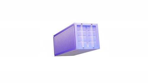 3D Shipping Container Rotating on White Background