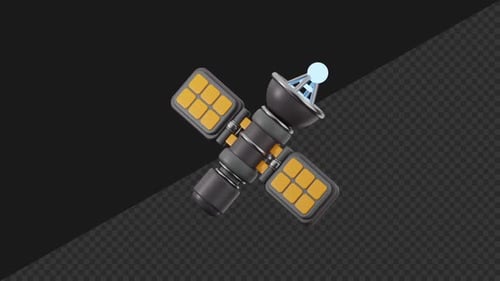 Modern 3D Satellite Deploying Solar Panels