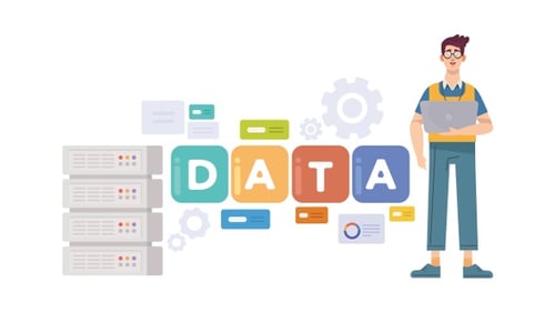 Data Server and Analytics Flat Design Animation