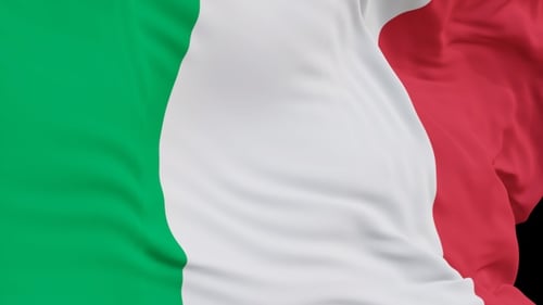 The Italy with alpha channel waving in the wind in slow motion