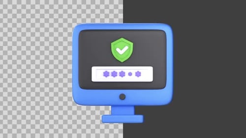 Icono de contraseña segura animado en 3D